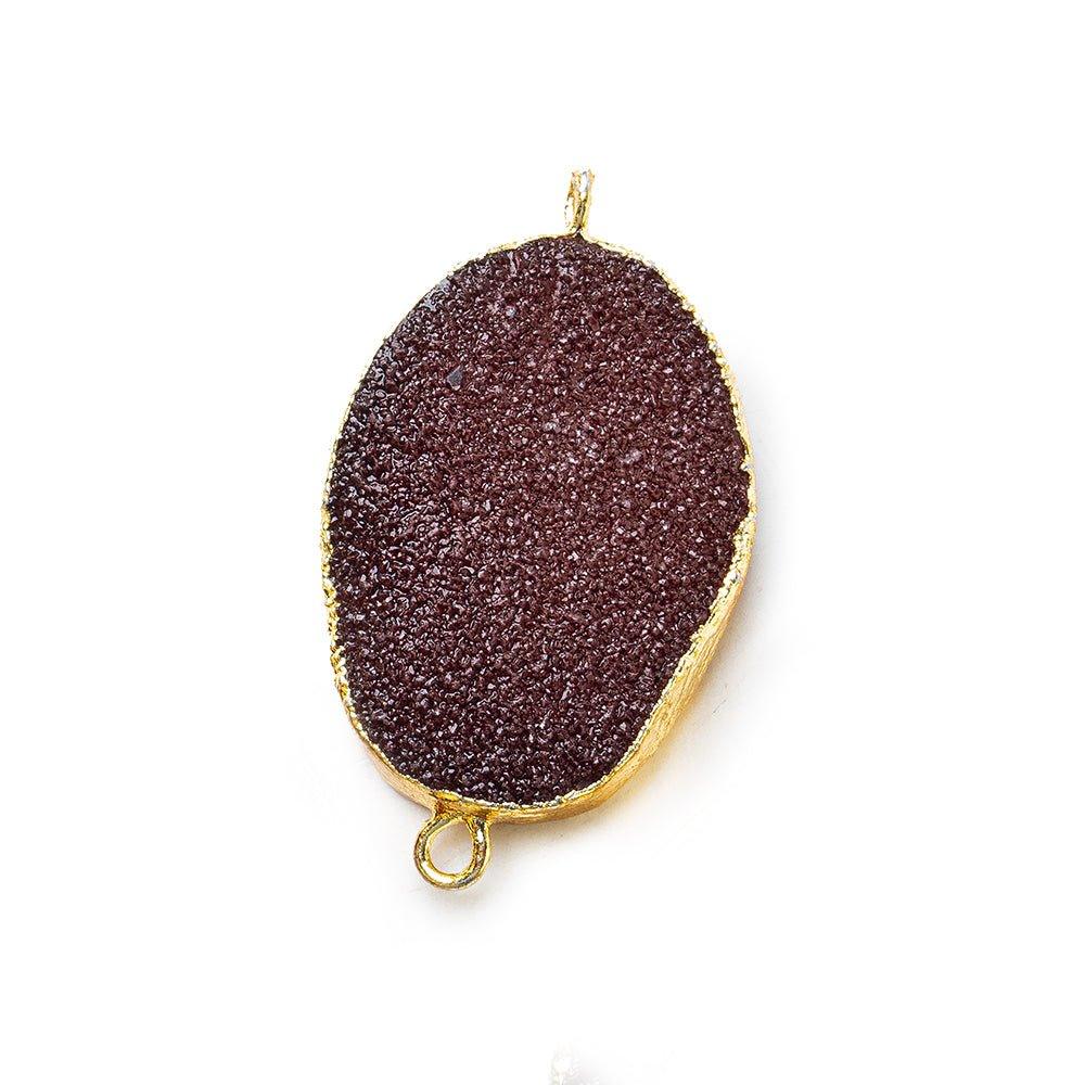 18x25mm Gold Leafed Berry Purple Drusy Oval Connector Focal 1 bead - The Bead Traders