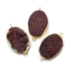18x25mm Gold Leafed Berry Purple Drusy Oval Connector Focal 1 bead - The Bead Traders