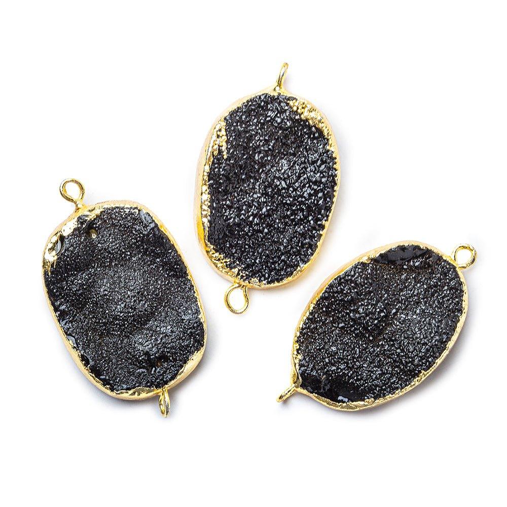 18x25mm Gold Leafed Black Drusy Oval Connector Focal 1 bead - The Bead Traders