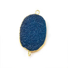 18x25mm Gold Leafed Blue Drusy Oval Connector Focal 1 bead - The Bead Traders