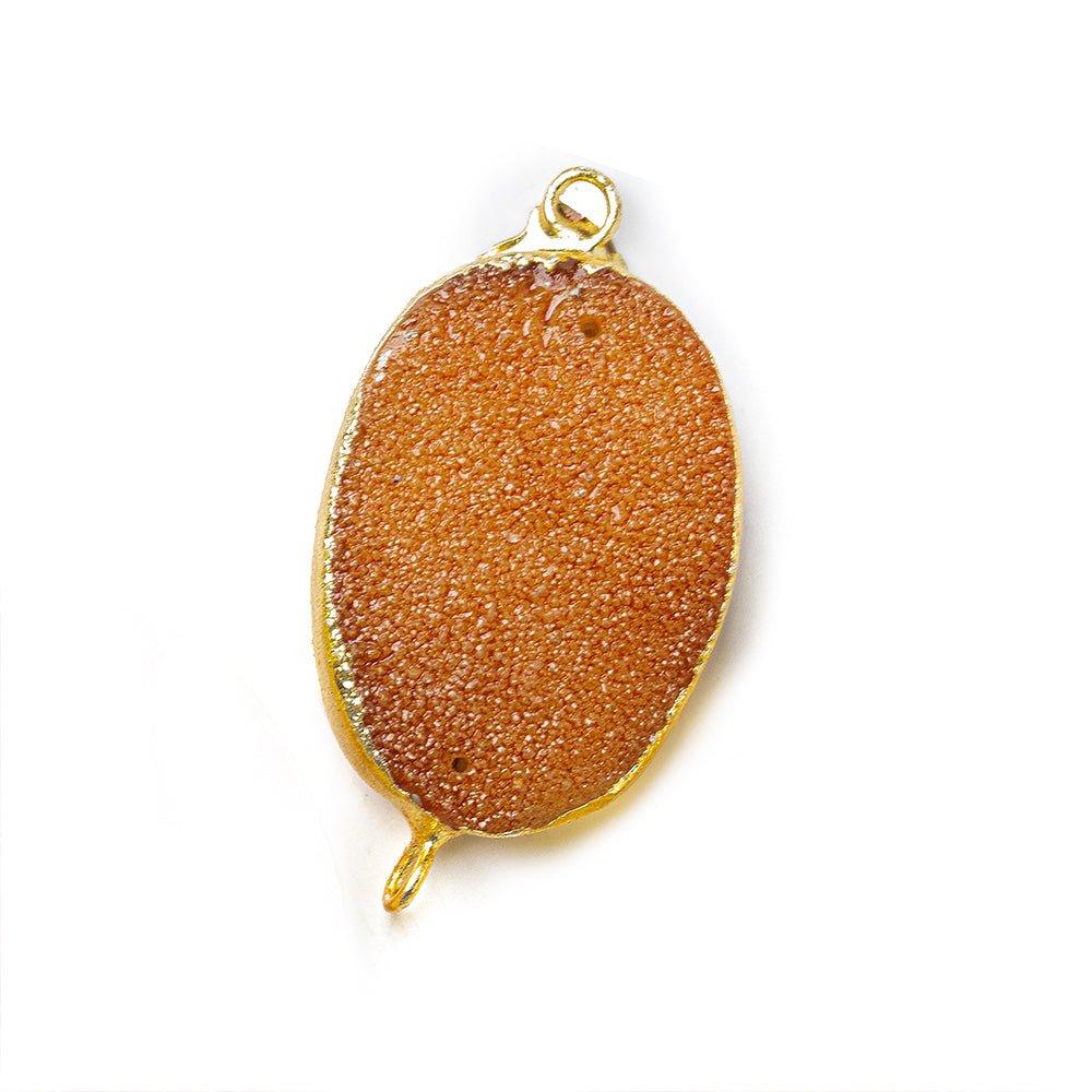 18x25mm Gold Leafed Caramel Brown Drusy Oval Connector Focal 1 bead - The Bead Traders
