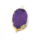 18x25mm Gold Leafed Grape Purple Drusy Oval Connector Focal 1 bead - The Bead Traders