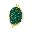 18x25mm Gold Leafed Green Drusy Oval Connector Focal 1 bead - The Bead Traders