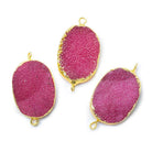 18x25mm Gold Leafed Pink Drusy Oval Connector Focal 1 bead - The Bead Traders