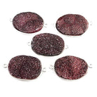 18x25mm Silver Bezeled Berry Purple Drusy Oval Connector Focal 1 bead - The Bead Traders