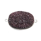 18x25mm Silver Bezeled Berry Purple Drusy Oval Connector Focal 1 bead - The Bead Traders