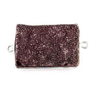 18x25mm Silver Bezeled Berry Purple Drusy Rectangle Connector Focal 1 bead - The Bead Traders