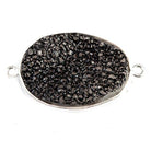 18x25mm Silver Bezeled Black Drusy Oval Connector Focal 1 bead - The Bead Traders