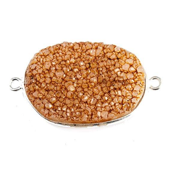 18x25mm Silver Bezeled Caramel Brown Drusy Oval Connector Focal 1 bead - The Bead Traders