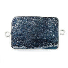 18x25mm Silver Bezeled Dark Blue Drusy Rectangle Connector Focal 1 bead - The Bead Traders