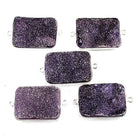 18x25mm Silver Bezeled Grape Purple Drusy Rectangle Connector Focal 1 bead - The Bead Traders