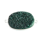 18x25mm Silver Bezeled Green Drusy Oval Connector Focal 1 bead - The Bead Traders
