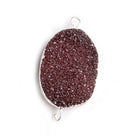 18x25mm Silver Leafed Berry Purple Drusy Oval Connector Focal 1 bead - The Bead Traders