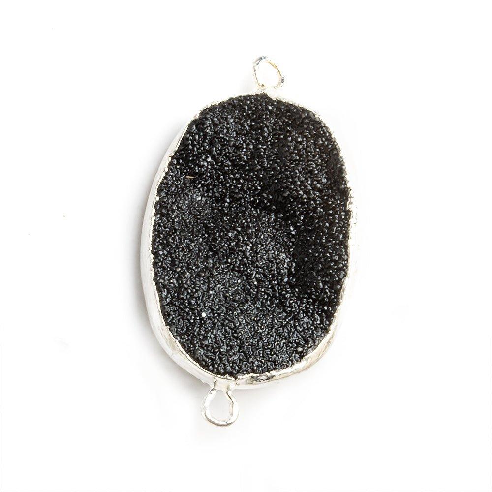18x25mm Silver Leafed Black Drusy Oval Connector Focal 1 bead - The Bead Traders