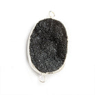 18x25mm Silver Leafed Black Drusy Oval Connector Focal 1 bead - The Bead Traders