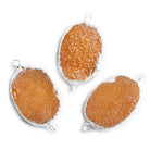 18x25mm Silver Leafed Caramel Brown Drusy Oval Connector Focal 1 bead - The Bead Traders