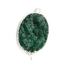 18x25mm Silver Leafed Dark Green Drusy Oval Connector Focal 1 bead - The Bead Traders