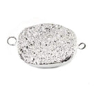 18x25mm Silver Leafed Drusy Oval Connector Focal Bead - The Bead Traders