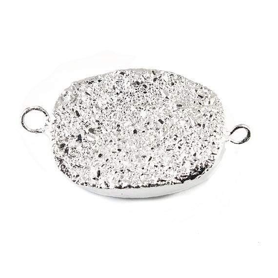 18x25mm Silver Leafed Drusy Oval Connector Focal Bead - The Bead Traders