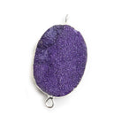 18x25mm Silver Leafed Grape Purple Drusy Oval Connector Focal 1 bead - The Bead Traders