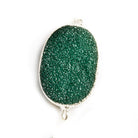 18x25mm Silver Leafed Green Drusy Oval Connector Focal 1 bead - The Bead Traders