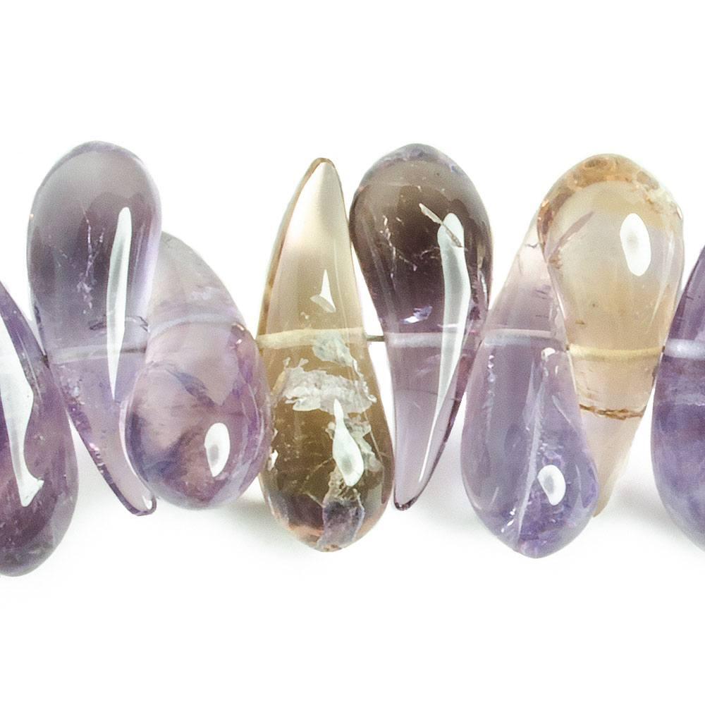 18x7-20x7mm Ametrine curved plain teardrop beads 9 inch 42 pieces - The Bead Traders