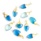 18x7mm-20x9mm Gold Leafed Santorini Blue Chalcedony Faceted Marquise Focal Pendant - Lot of 10 - The Bead Traders