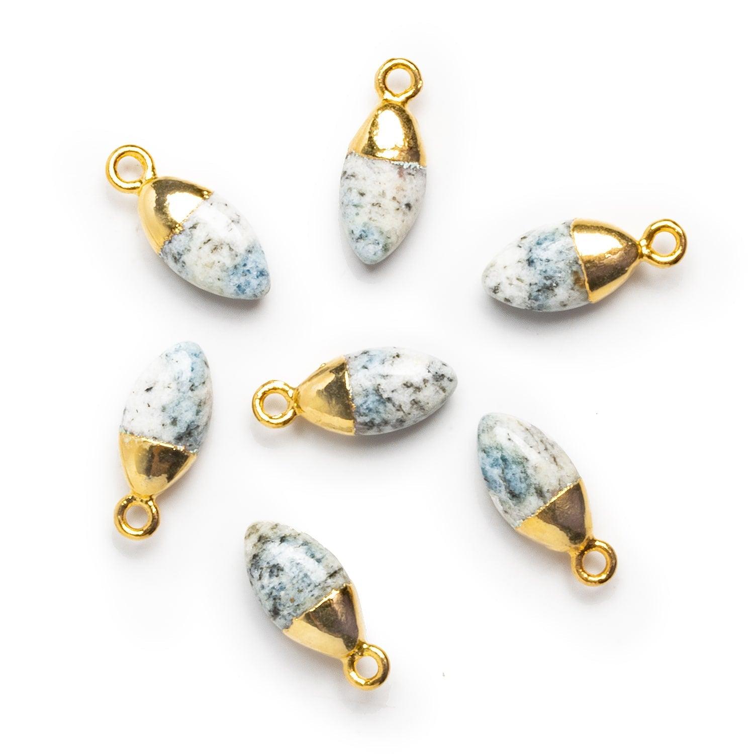 18x7mm Gold Leafed K2 Azurite Granite Marquise Pendant 1 Bead - The Bead Traders