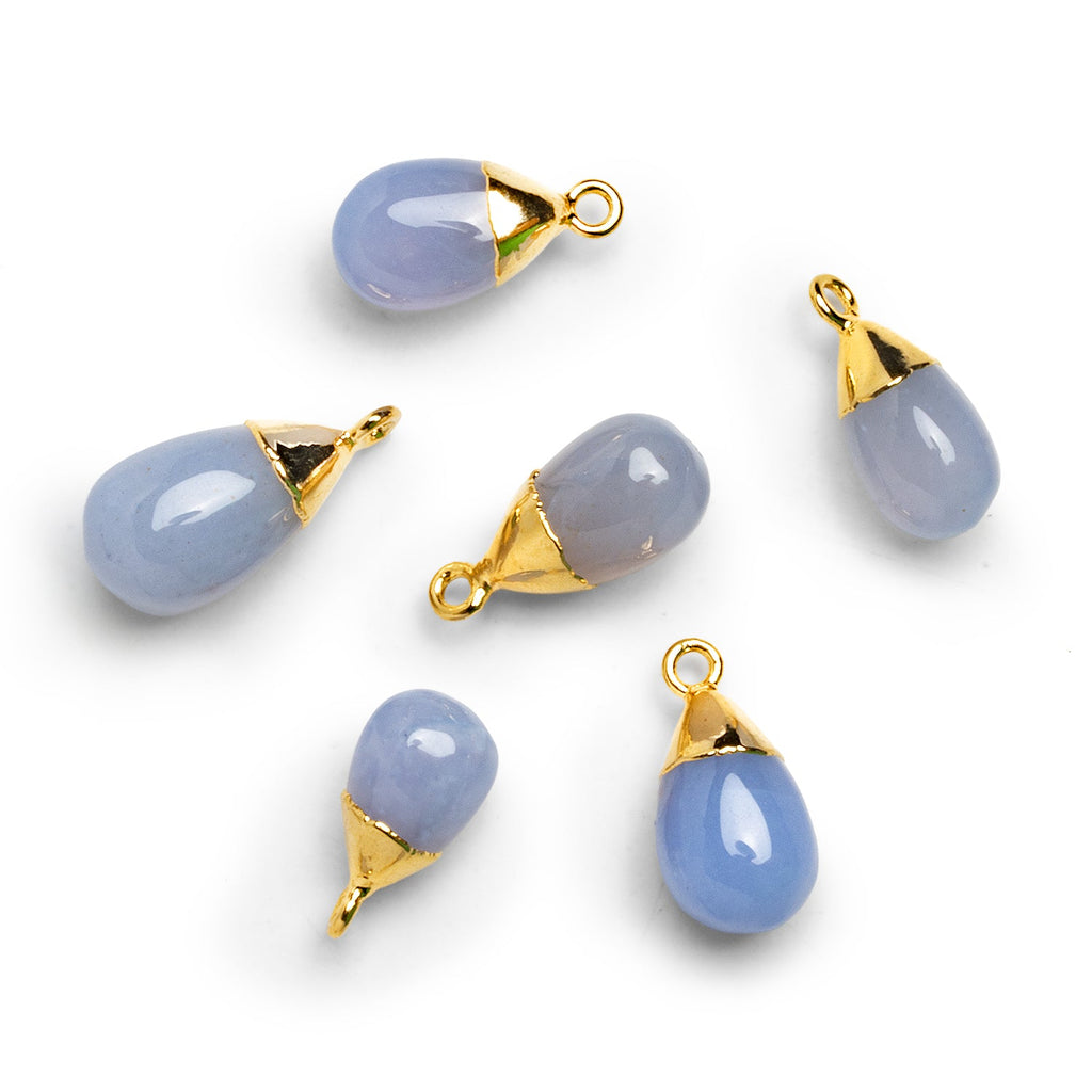 18x9mm Gold Leafed Natural Chalcedony Teardrop Pendant 1 Bead - The Bead Traders