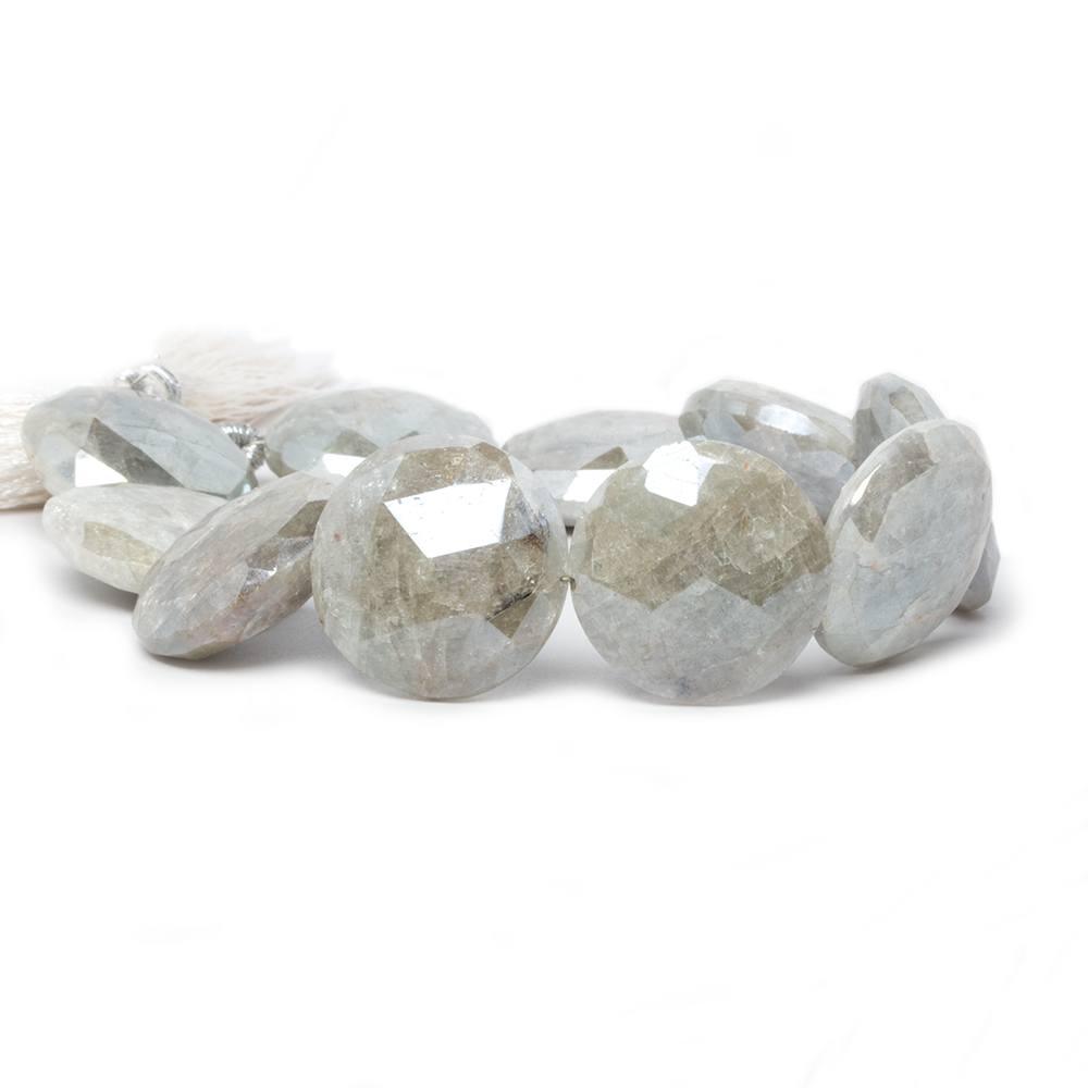 19-20mm Silver Mystic Aquamarine faceted coin beads 7.75 inch 10 pieces - The Bead Traders
