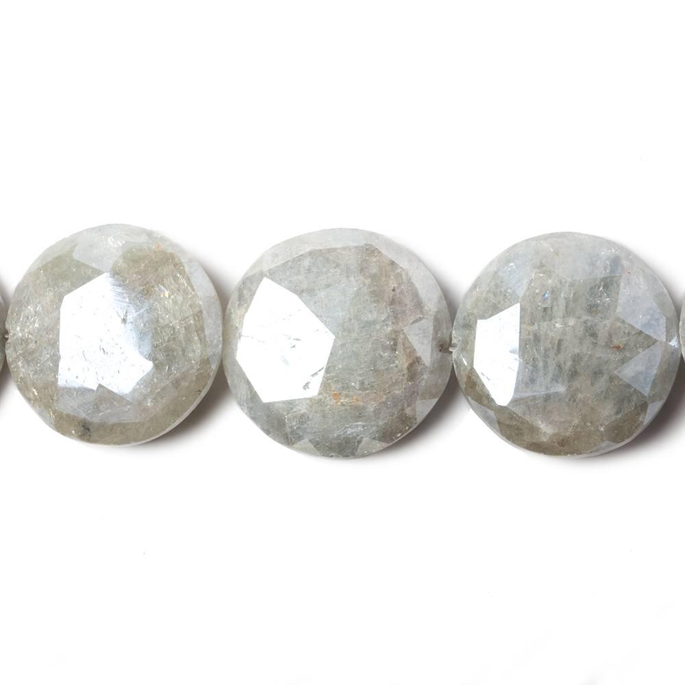 19-20mm Silver Mystic Aquamarine faceted coin beads 7.75 inch 10 pieces - The Bead Traders