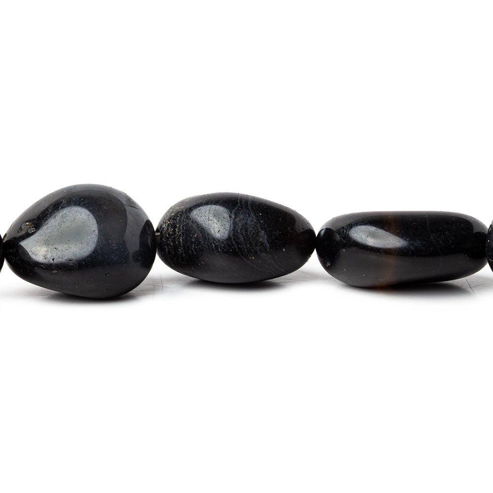 19 - 24mm Black Agate Plain Nugget Beads 15 inch 18 pieces - The Bead Traders
