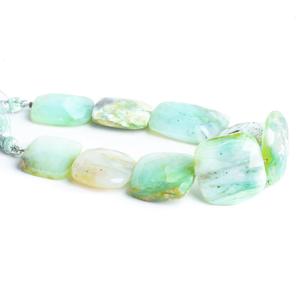 19-24mm Blue Peruvian Opal Faceted Rectangles 8 inch 9 beads - The Bead Traders