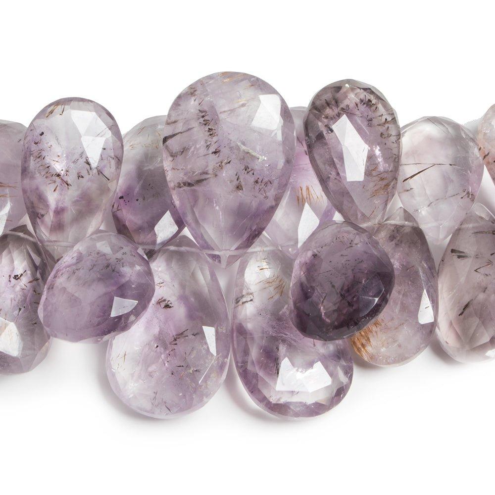 19-29mm Mossy Amethyst Faceted Pear Beads 8.5 inch 35 pieces - The Bead Traders