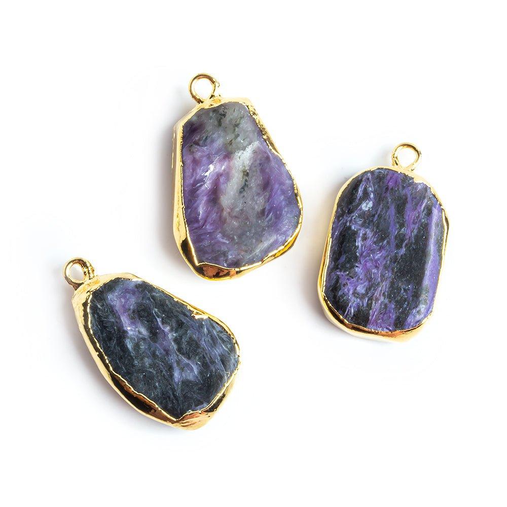 19.5x12mm-25x13.5mm Gold Leafed Charoite Focal Pendant 1 piece - The Bead Traders