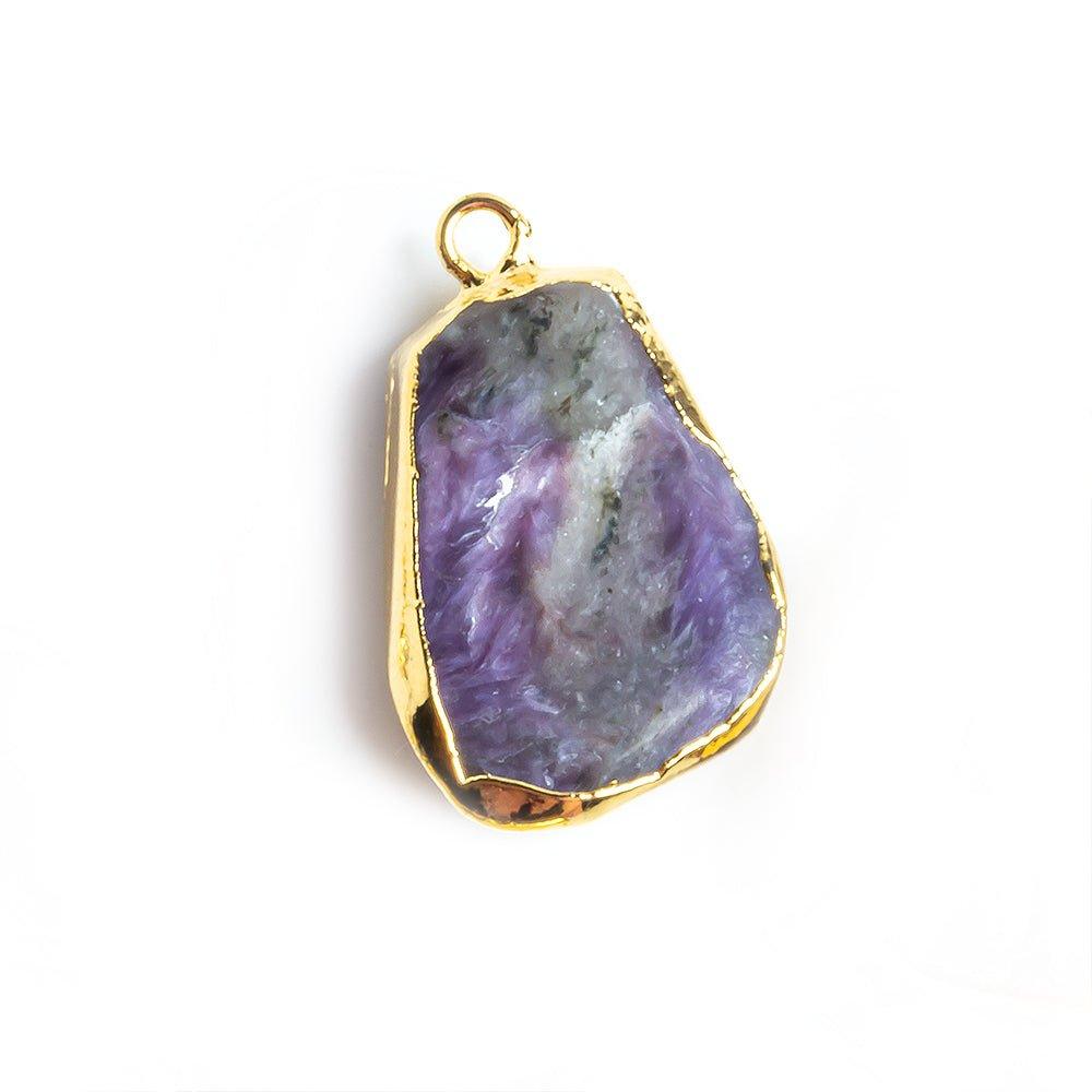 19.5x12mm-25x13.5mm Gold Leafed Charoite Focal Pendant 1 piece - The Bead Traders