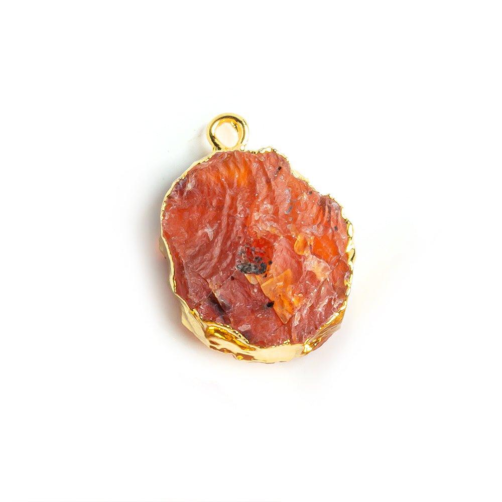 19.5x14mm-21x14.5mm Gold Leafed Carnelian Hammer Faceted Focal Pendant 1 piece - The Bead Traders