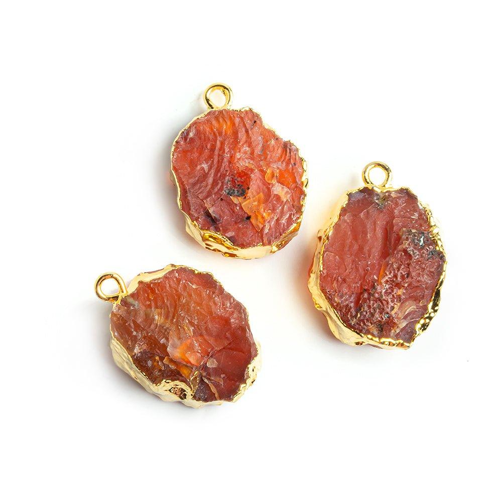 19.5x14mm-21x14.5mm Gold Leafed Carnelian Hammer Faceted Focal Pendant 1 piece - The Bead Traders