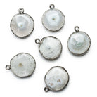 19mm Black Gold Leafed Solar Quartz Coin Pendant 1 piece - The Bead Traders