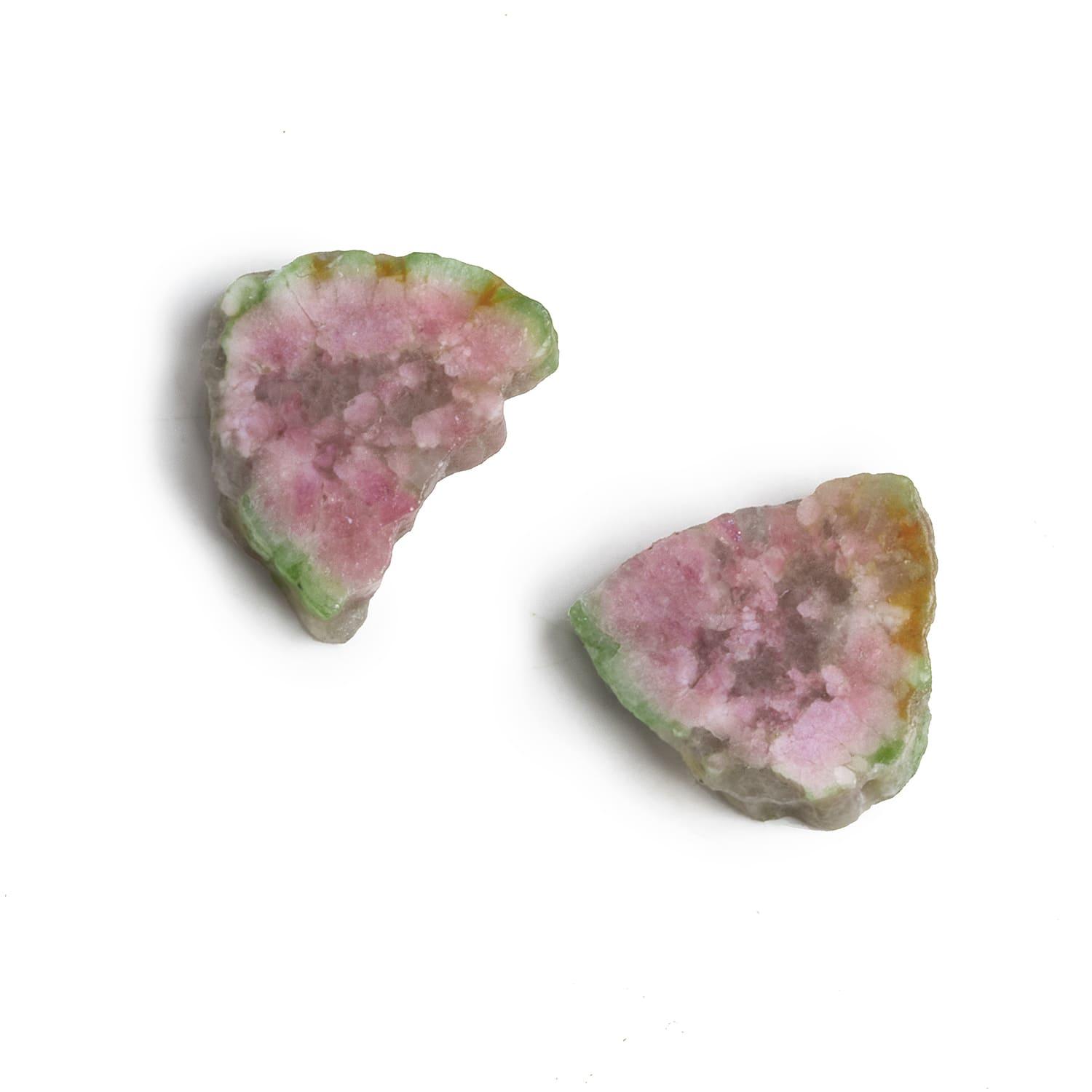 19mm Watermelon Tourmaline Slice Beads - Set of 2 - The Bead Traders