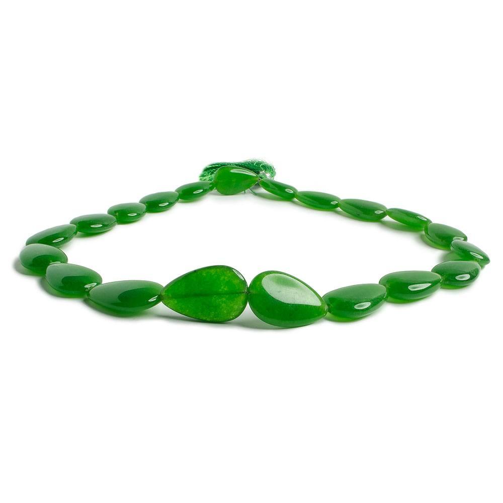 19x10-23x15mm True Green Chalcedony straight drill plain pears 16 inch 20 beads - The Bead Traders