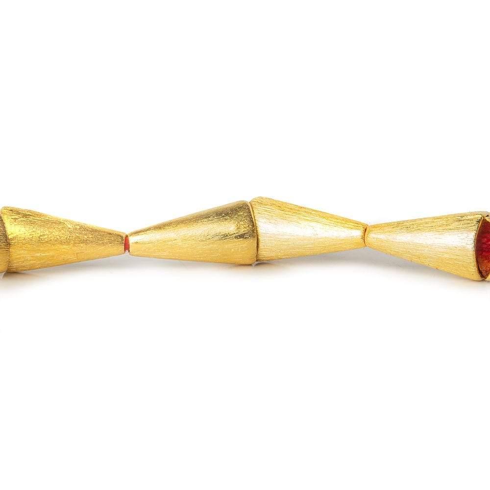 19x10mm 22kt Gold Plated Copper Satin Brushed Cone Beads 8 inch 12 pieces - The Bead Traders