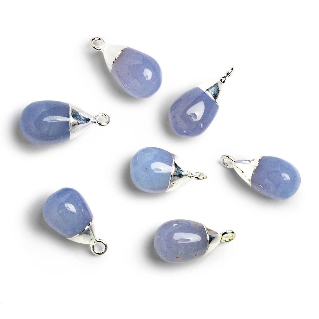 19x10mm Silver Leafed Natural Chalcedony Teardrop Pendant 1 Bead - The Bead Traders