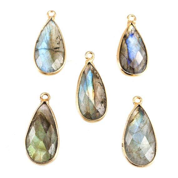 19x11mm 22kt Gold plated Bezel Labradorite Faceted Pear 1 Focal Bead - The Bead Traders