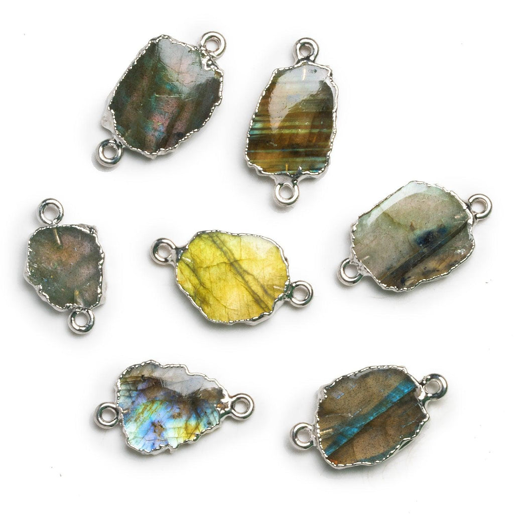 19x11mm Silver Leafed Labradorite Slice Pendant 1 Bead - The Bead Traders