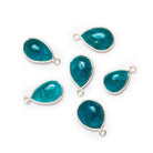 19x12mm Silver Bezeled Apatite Pear Pendant 1 Bead - The Bead Traders
