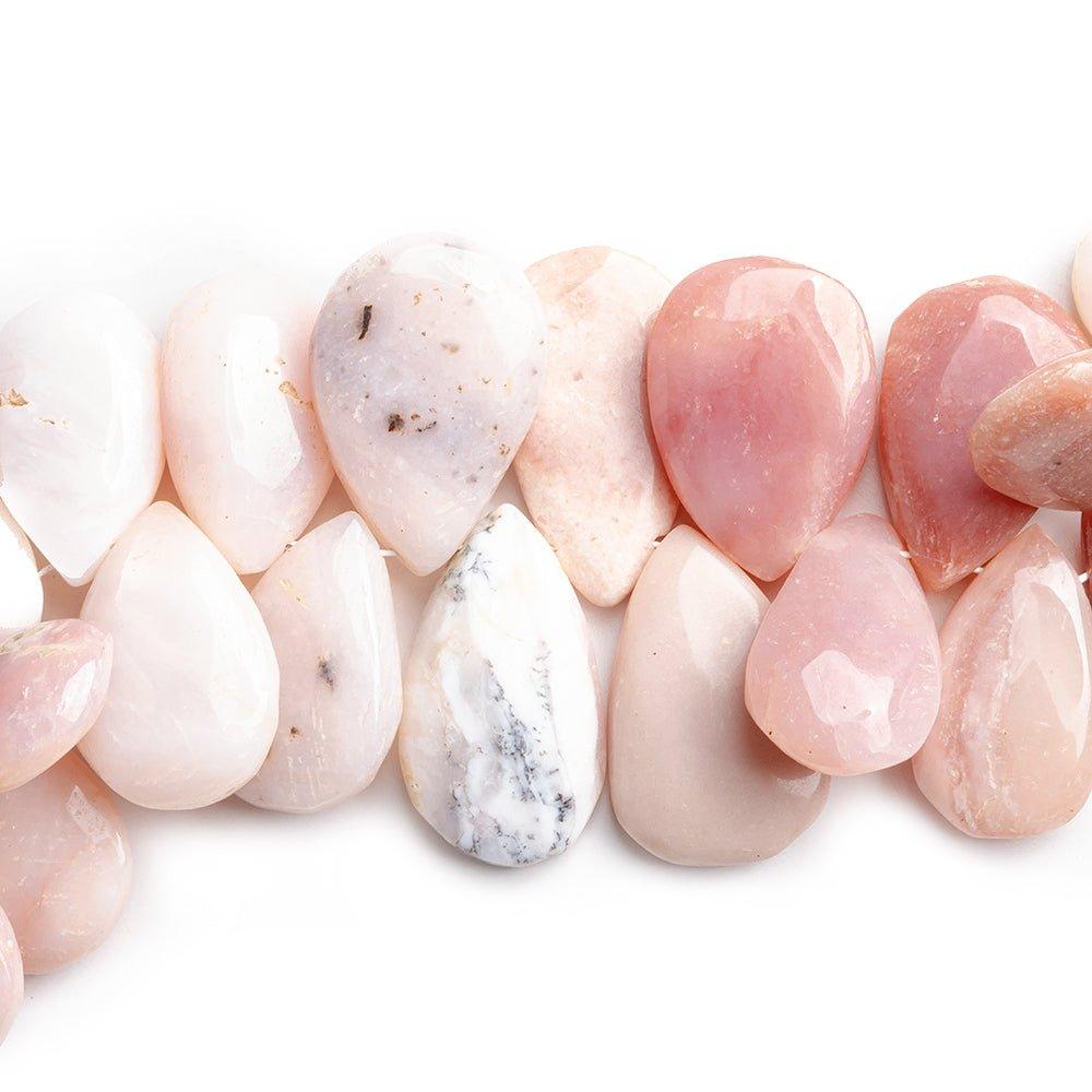 19x13mm-23x15mm Pink Peruvian Opal Plain Pear Beads 8.5 inch 39 pieces - The Bead Traders