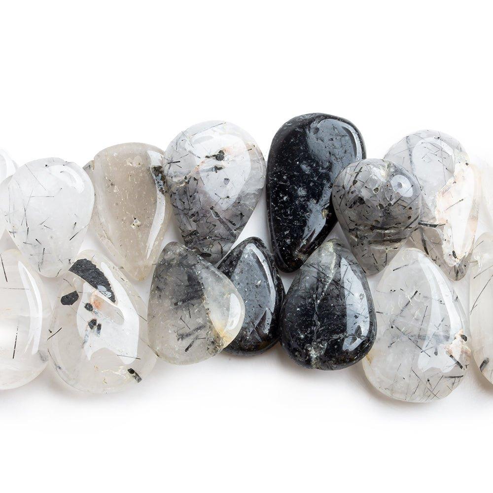19x13mm-26x16mm Tourmalinated Quartz Plain Pear Beads 8.5 inch 36 pieces - The Bead Traders
