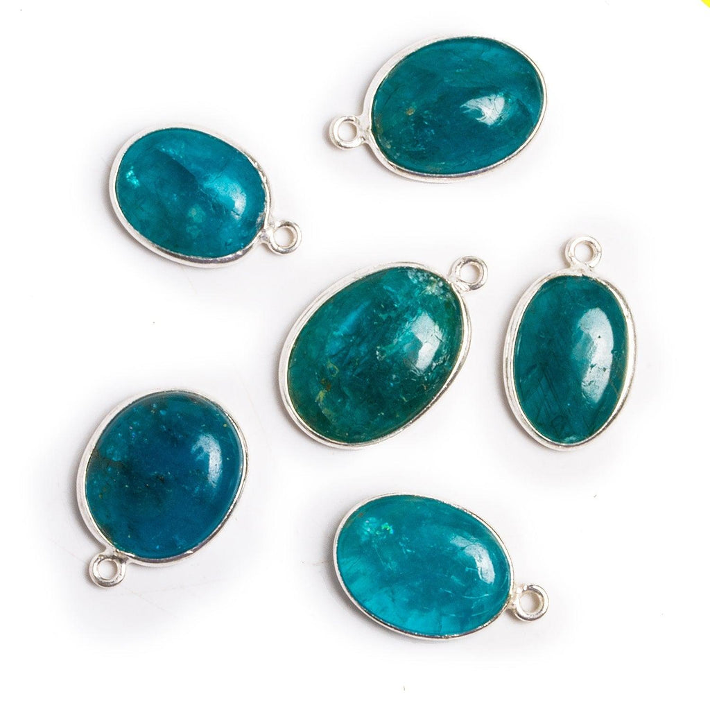 19x13mm Silver Bezeled Apatite Oval Pendant 1 Bead - The Bead Traders