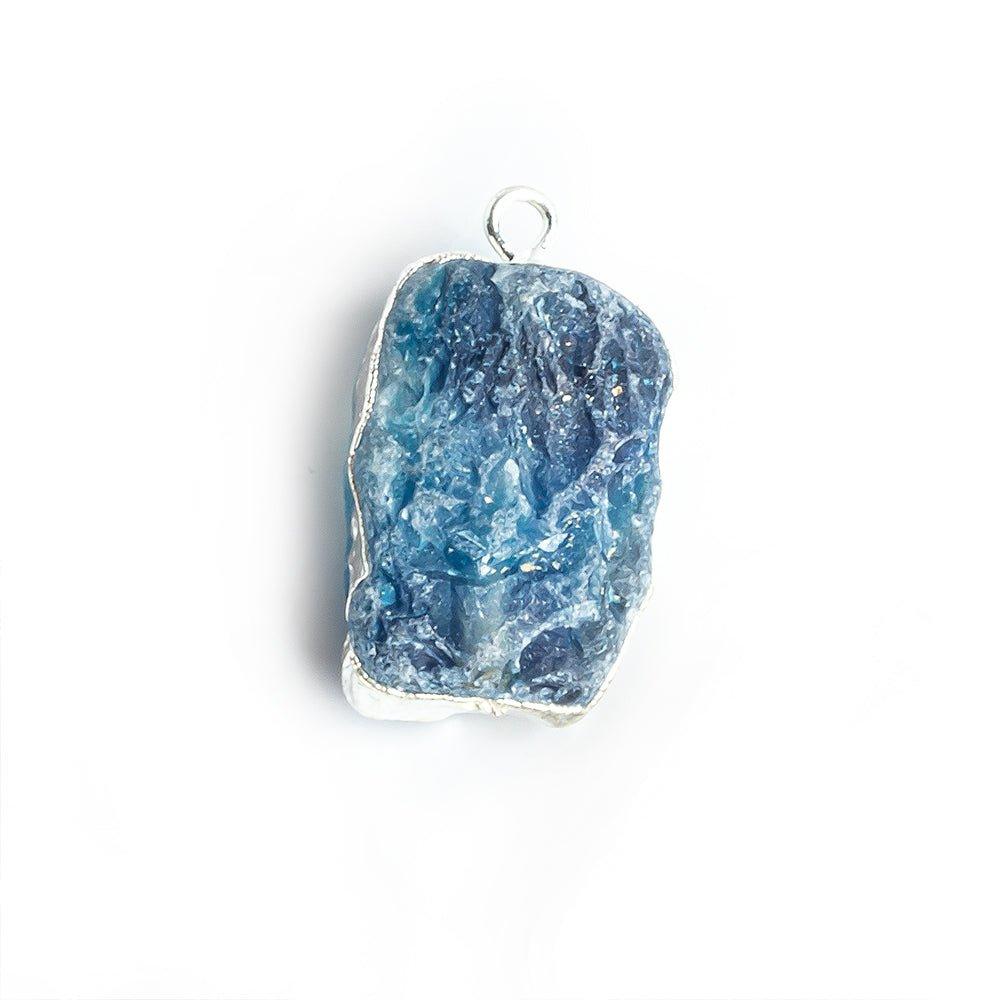 19x14.5mm-22x15mm Silver Leafed Blue Agate Hammer Faceted Focal Pendant 1 piece - The Bead Traders
